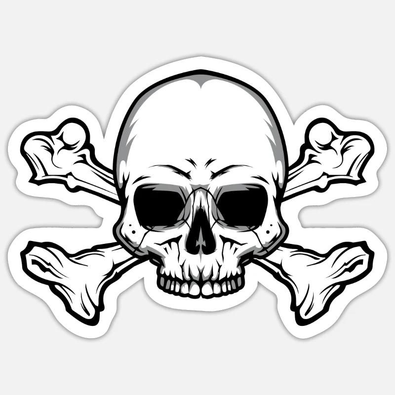 Totenschädel mit Knochen - Sticker Größe S (10 x 10 cm) - Mattweiß