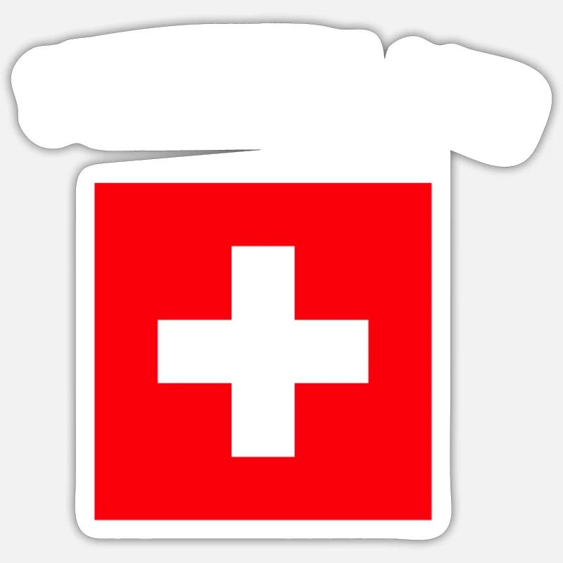 Schweiz Schweizer Flagge Schweizerkreuz Geschenk - Sticker Größe S (10 x 10 cm) - Mattweiß
