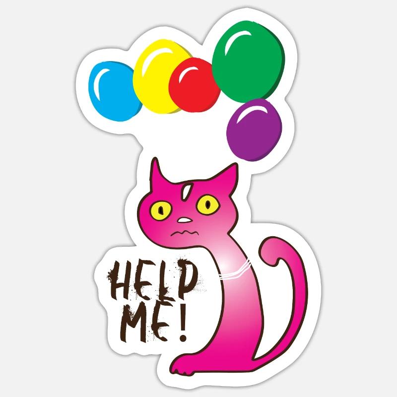 Cat Help me, Help me Sticker size S (10 x 10 cm)