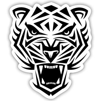 Tiger Tribal Wild Cat Cool humeur - Sticker taille S (10 x 10 cm) - blanc mat - Devant