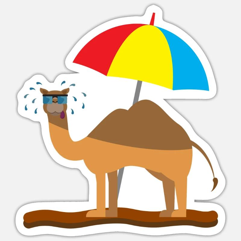 Kindershirt Kamel Kindermotiv schwitzendes Kamel Sticker Größe S (10 x 10 cm)