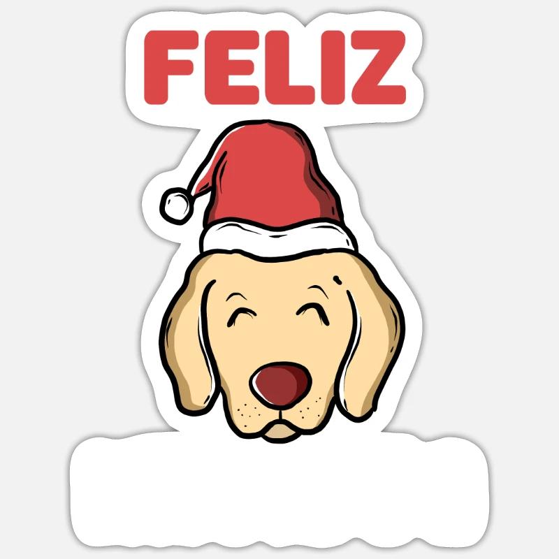 Feliz Navidog - Sticker taille S (10 x 10 cm) - blanc mat