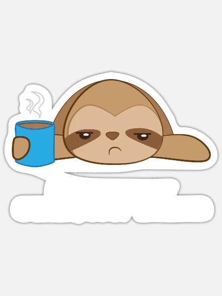 Faultier - Faul - Faultier T-Shirt - Morgenmuffel - Sticker Größe S (10 x 10 cm) - Mattweiß