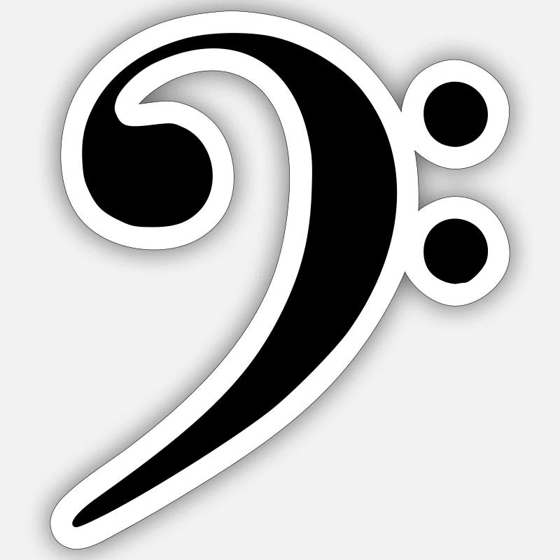 Bass Clef - Sticker size S (10 x 10 cm) - white matte