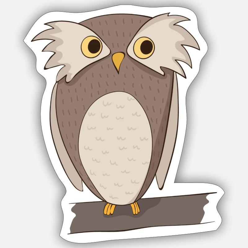Eule Comic - Sticker Größe S (10 x 10 cm) - Mattweiß