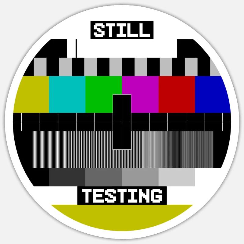 Tester fortsatt testbilde testskjerm - Klistremerke størrelse S (10 x 10 cm) - matt hvit