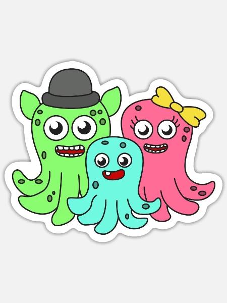 Das kleine aber entzückende Dumbo Octopus T-Shirt - Sticker Größe S (10 x 10 cm) - Mattweiß