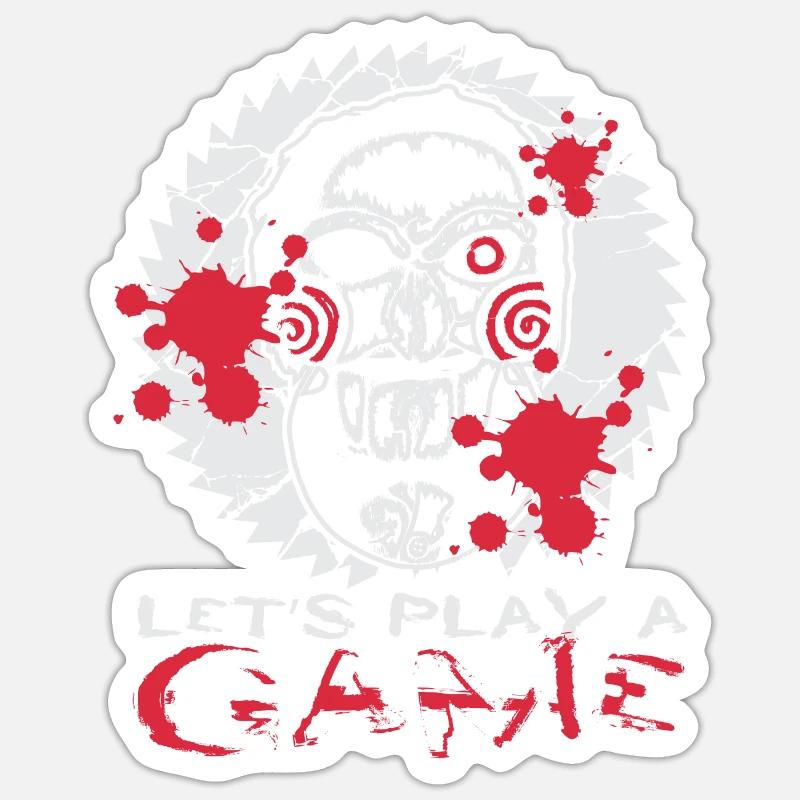 Horror doll, gift, horror, game, horror clown - Sticker size S (10 x 10 cm) - white matte