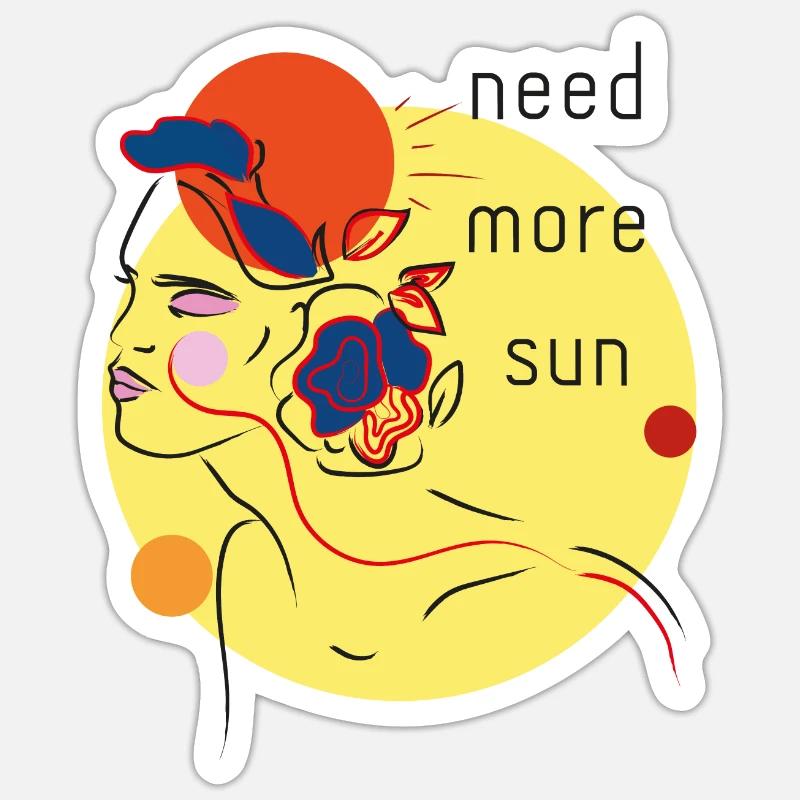 soleil d'été - Sticker taille S (10 x 10 cm) - blanc mat