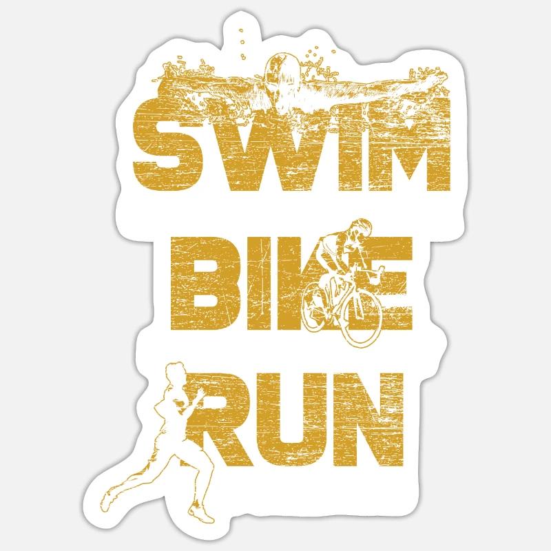 Athlète de course de vélo de natation de triathlon Sticker taille S (10 x 10 cm)