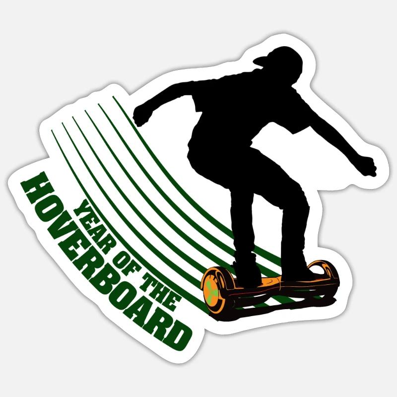 Année du hoverboard - idée cadeau - Sticker taille S (10 x 10 cm) - blanc mat