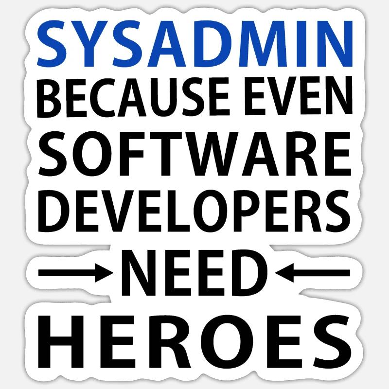 Sysadmin - Administrateur système - Sticker taille S (10 x 10 cm) - blanc mat