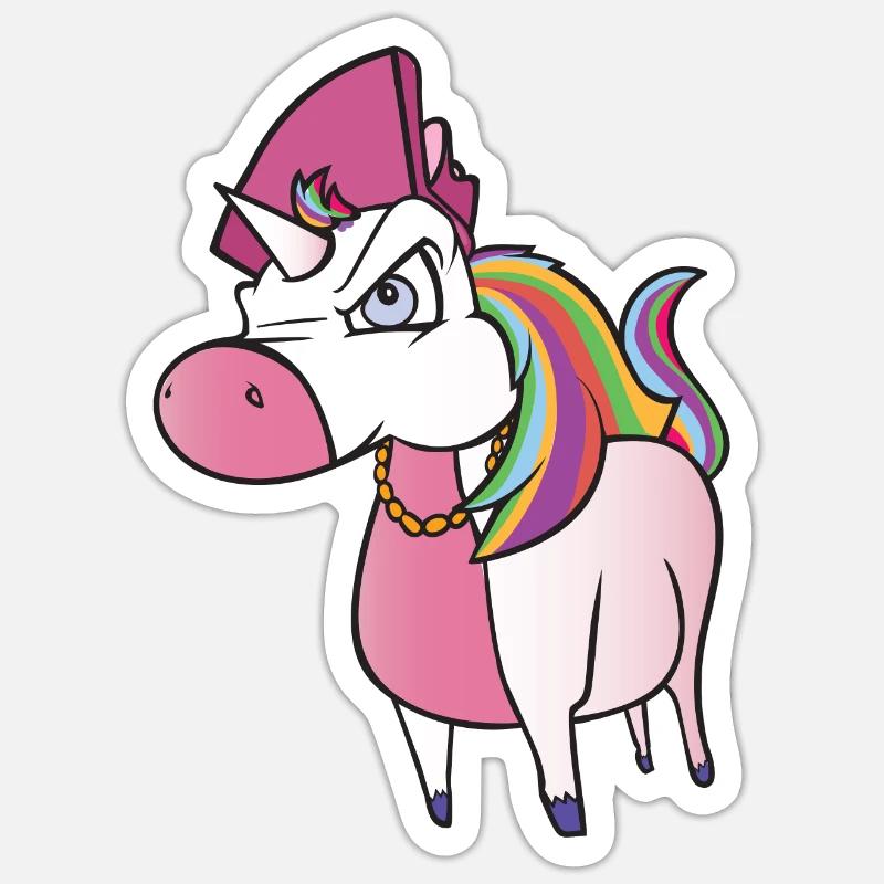 Wütendes Einhorn Sticker Größe S (10 x 10 cm)