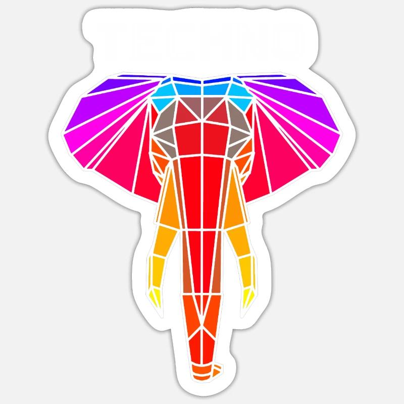 éléphant techno Sticker taille S (10 x 10 cm)