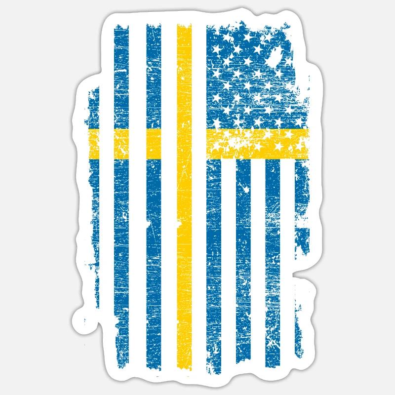 Drapeau des États-Unis - Sticker taille S (10 x 10 cm) - blanc mat