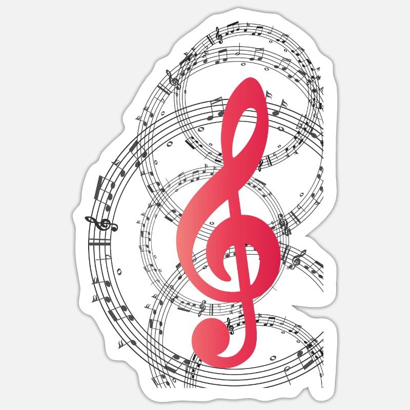 Clé de musique - Sticker taille S (10 x 10 cm) - blanc mat