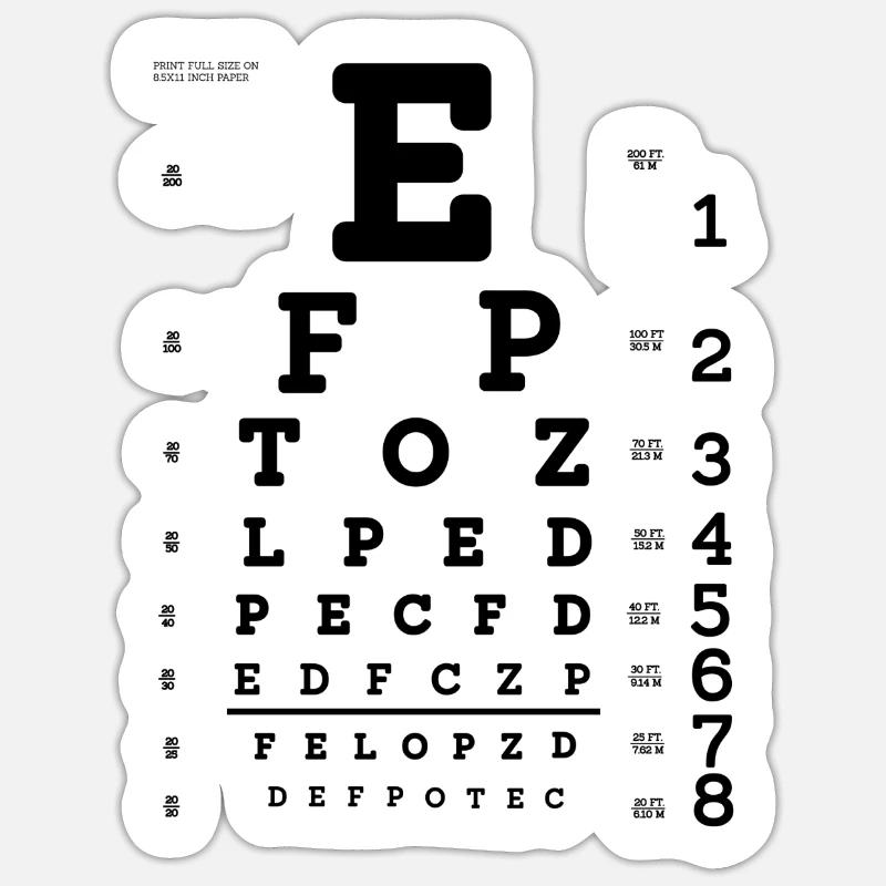 test de vision - Sticker taille S (10 x 10 cm) - blanc mat