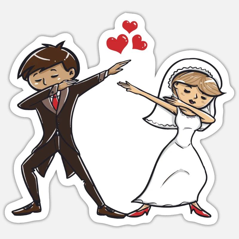 Dabbing dab dance Geschenk Geburtstag Hochzeit - Sticker Größe S (10 x 10 cm) - Mattweiß
