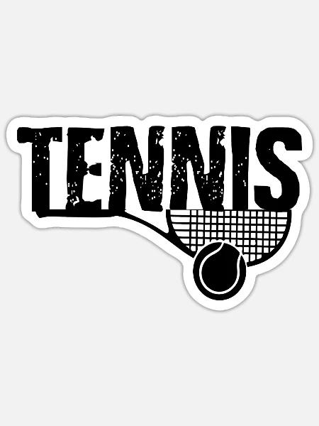 Tennisschläger und Ball - Tennis - Sticker Größe S (10 x 10 cm) - Mattweiß