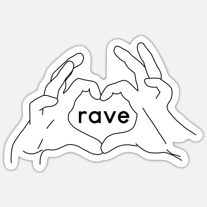 rave Liebe - Sticker Größe S (10 x 10 cm) - Mattweiß