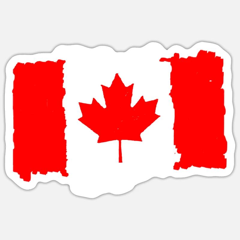 Drapeau du Canada - Sticker taille S (10 x 10 cm) - blanc mat