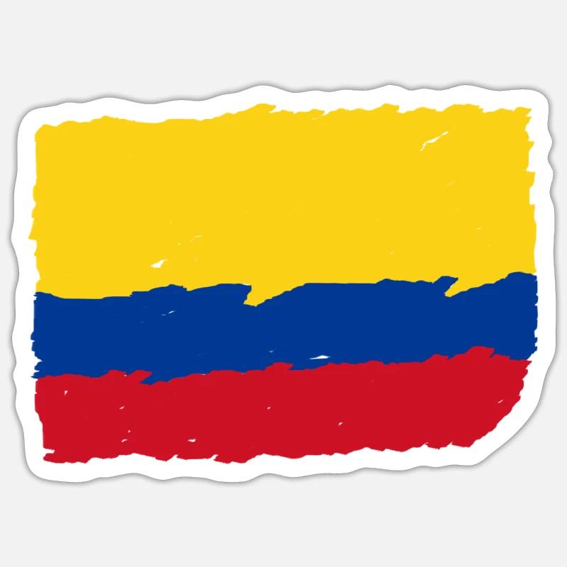 Drapeau colombien - Sticker taille S (10 x 10 cm) - blanc mat