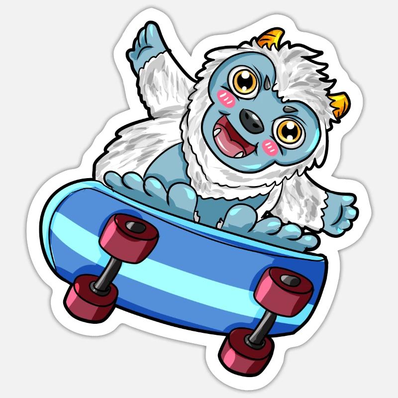 yeti Skateboard - Sticker taille S (10 x 10 cm) - blanc mat