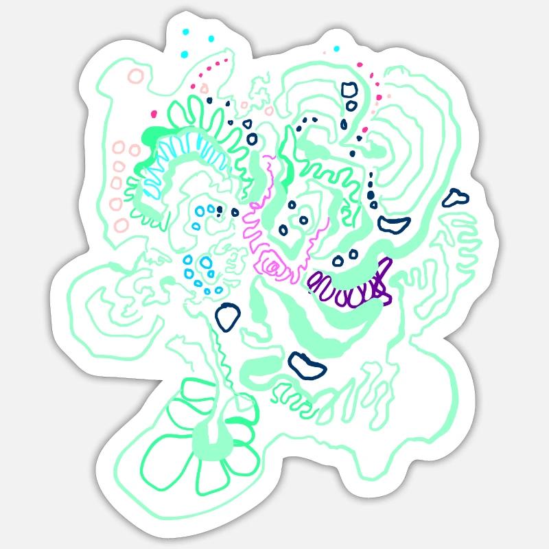 Coral Map / Floral Pattern - Sticker size S (10 x 10 cm) - white matte