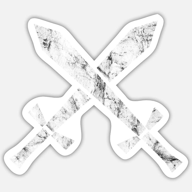 Schwerter Mittelalter - Sticker Größe S (10 x 10 cm) - Mattweiß