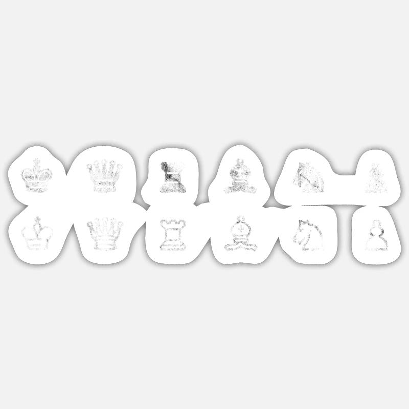 Échecs Pièces d'échecs Échiquier - Sticker taille S (10 x 10 cm) - blanc mat