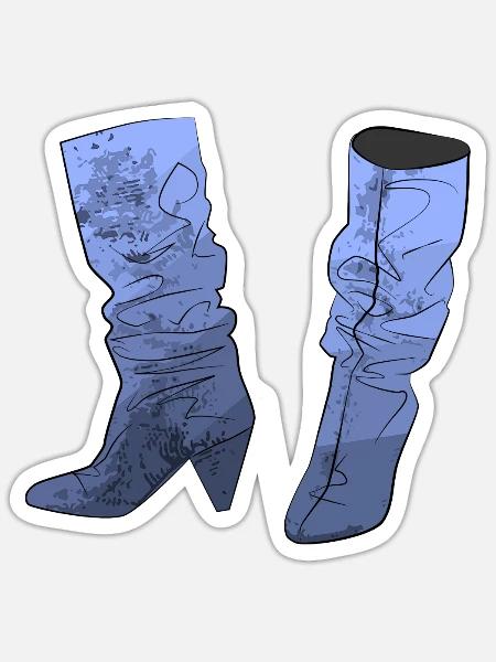 Frauen Stiefel Schuh Geschenk - Sticker Größe S (10 x 10 cm) - Mattweiß