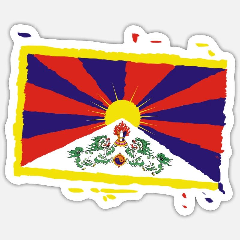 Drapeau tibétain Sticker taille S (10 x 10 cm)