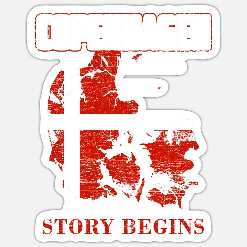 Copenhague Danemark - Sticker taille S (10 x 10 cm) - blanc mat