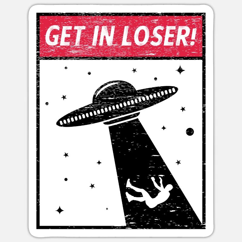 Space abduction - Sticker size S (10 x 10 cm) - white matte