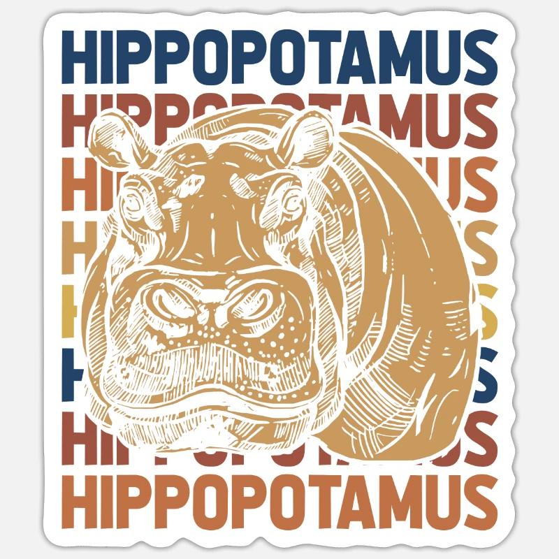 Hippo - Sticker Größe S (10 x 10 cm) - Mattweiß
