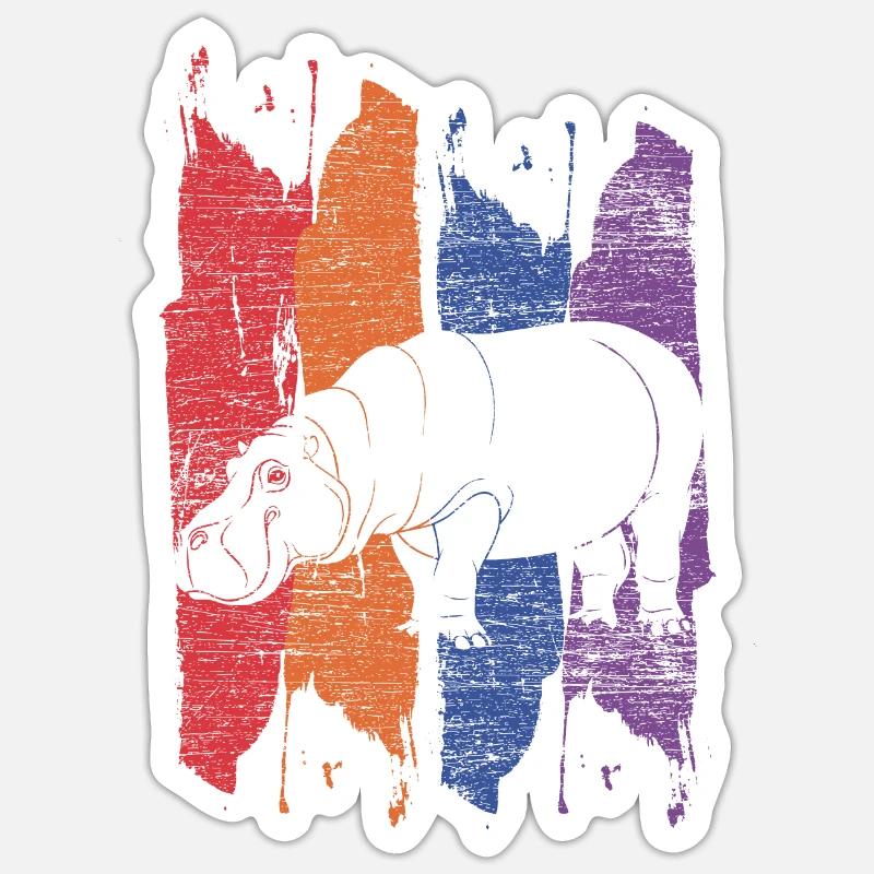Hippopotames - Sticker taille S (10 x 10 cm) - blanc mat