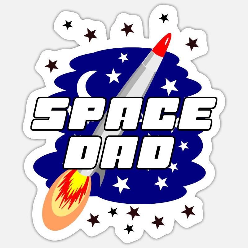 Space dad best dad Geschenkidee - Sticker Größe S (10 x 10 cm) - Mattweiß