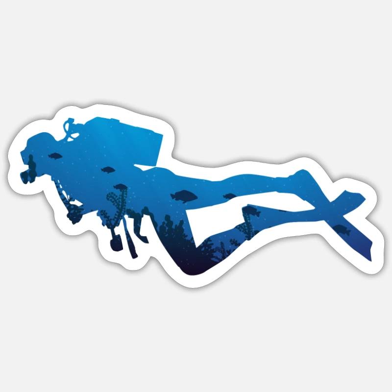 diving - Sticker size S (10 x 10 cm) - white matte