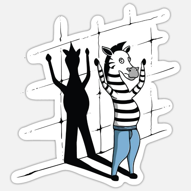 Zebra Prison Caught Cell Punishment Gift Sticker size S (10 x 10 cm)