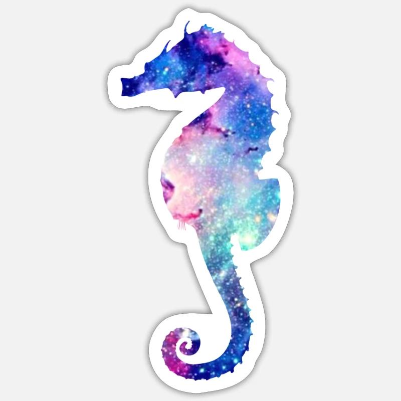 Galaxy Seepferdchen Stern Geschenk - Sticker Größe S (10 x 10 cm) - Mattweiß