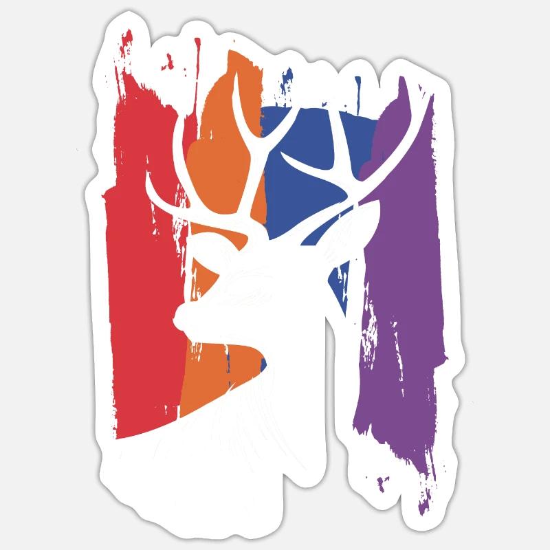 Hirsch - Sticker Größe S (10 x 10 cm) - Mattweiß