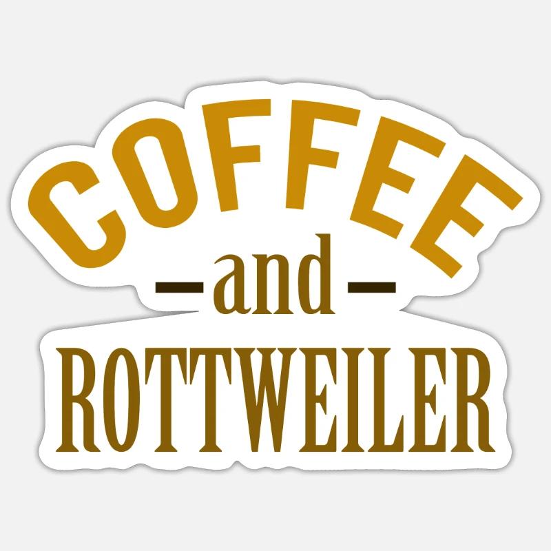 Café et Rottweilers - Sticker taille S (10 x 10 cm) - blanc mat