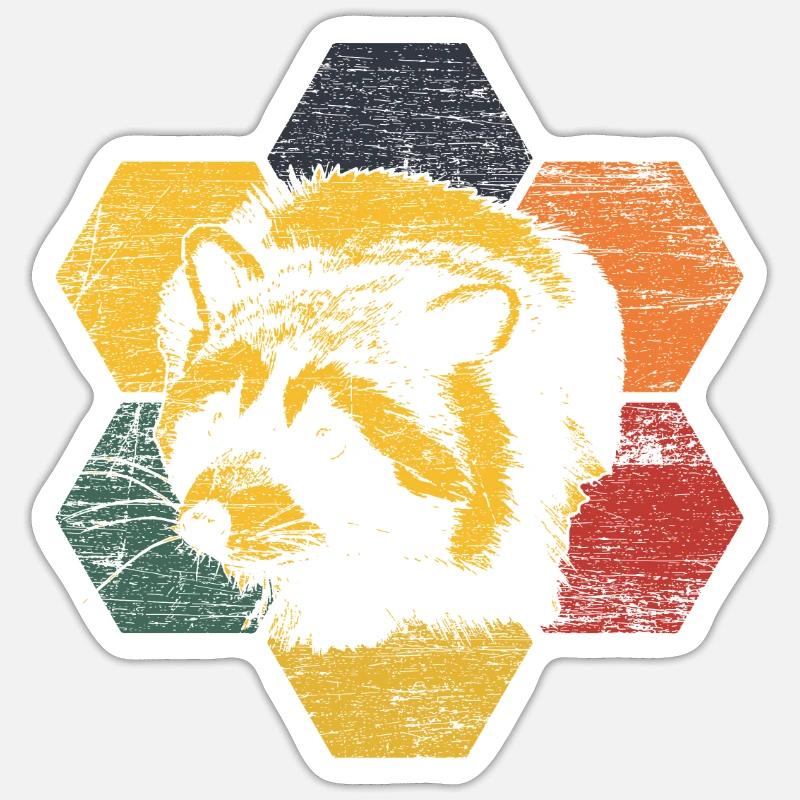 Waschbär - Sticker Größe S (10 x 10 cm) - Mattweiß