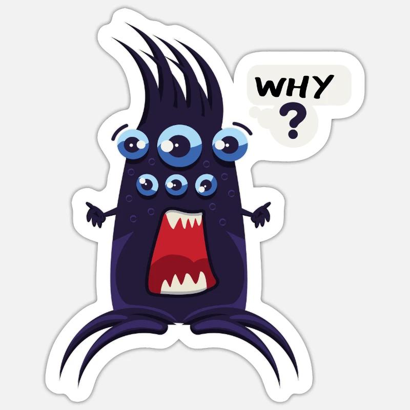 Witzige Why Doodle Figur Sticker Größe S (10 x 10 cm)