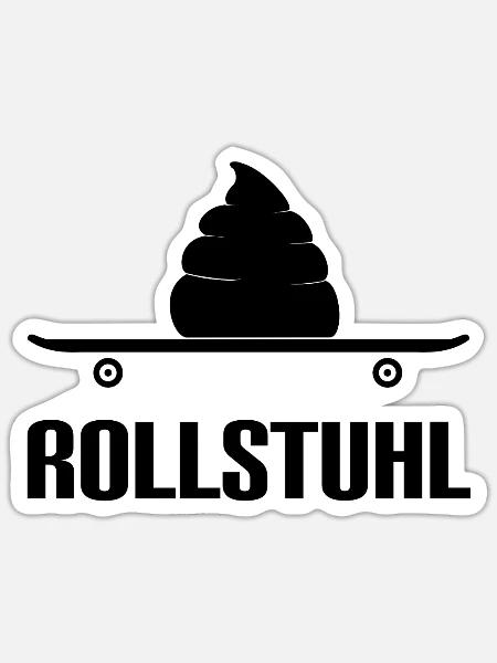Skateboard Fahrer Rollstuhl lustiges Wortspiel - Sticker Größe S (10 x 10 cm) - Mattweiß