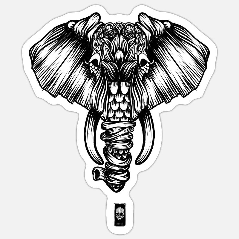 l'éléphant - Sticker taille S (10 x 10 cm) - blanc mat
