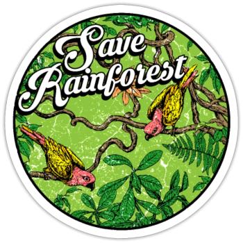 Regenwald Tropen Umweltschutz Vögel Dschungel - Sticker Größe S (10 x 10 cm) - Mattweiß - Vorne