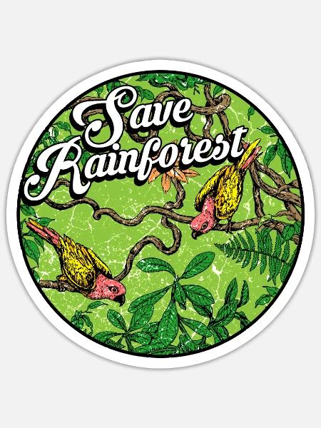 Regenwald Tropen Umweltschutz Vögel Dschungel - Sticker Größe S (10 x 10 cm) - Mattweiß