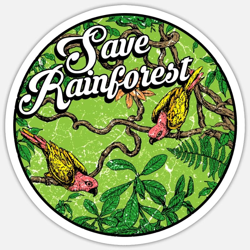 Rainforest tropics environmental protection birds jungle - Sticker size S (10 x 10 cm) - white matte