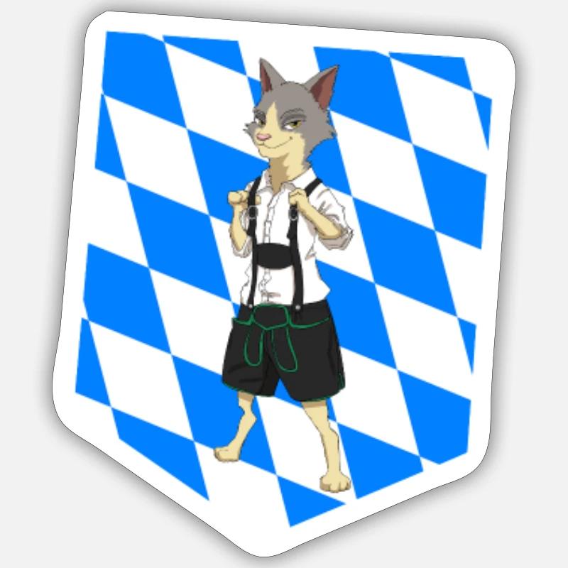 Drapeau bavarois Chat Cadeau - Sticker taille S (10 x 10 cm) - blanc mat
